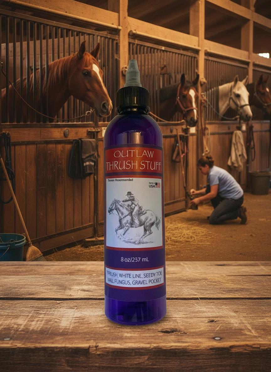 Outlaw Thrush Treatment for Horses White Line Deep Sulcus thrush for horse hoofs Effective